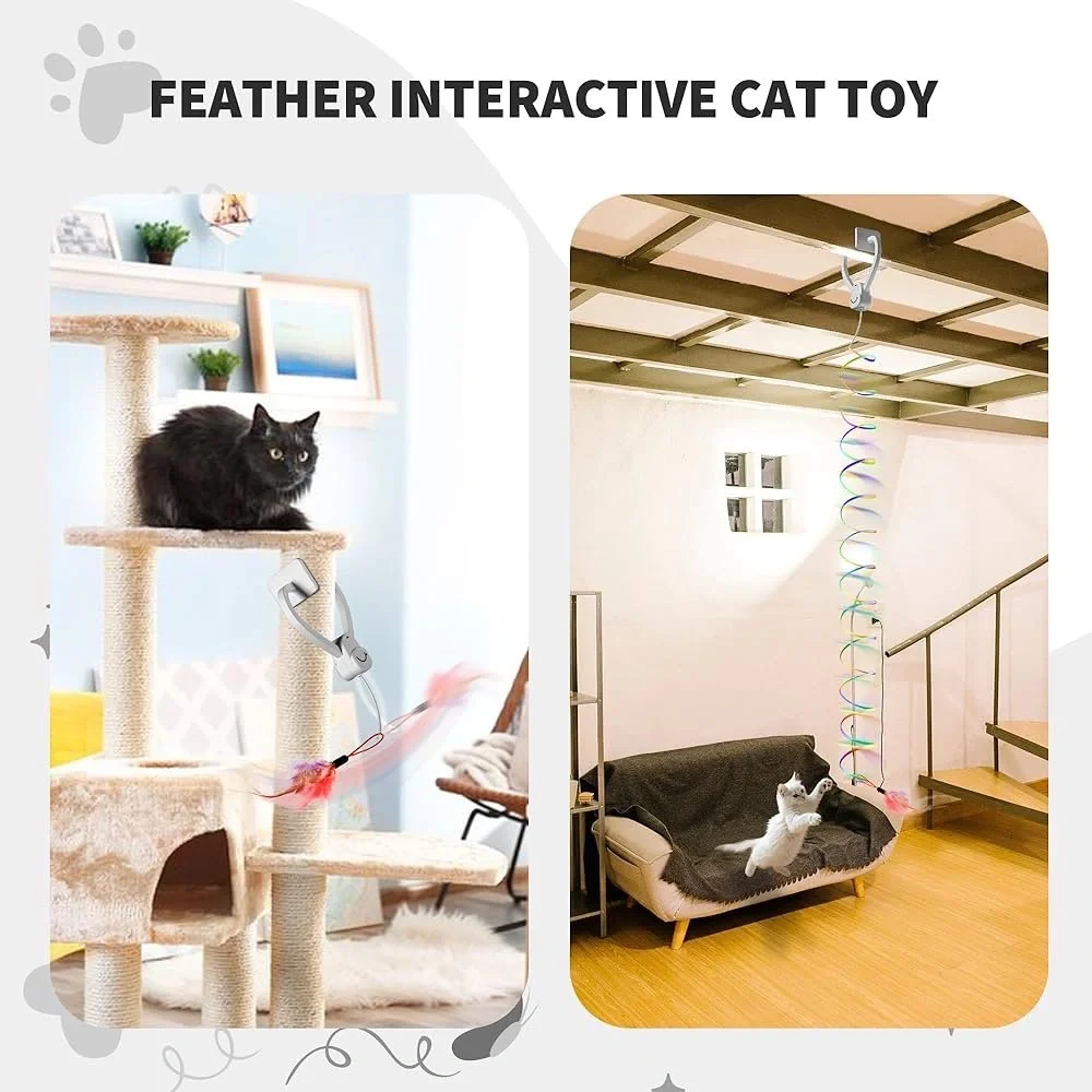 Interactive Cat Toy with Rainbow Ribbon